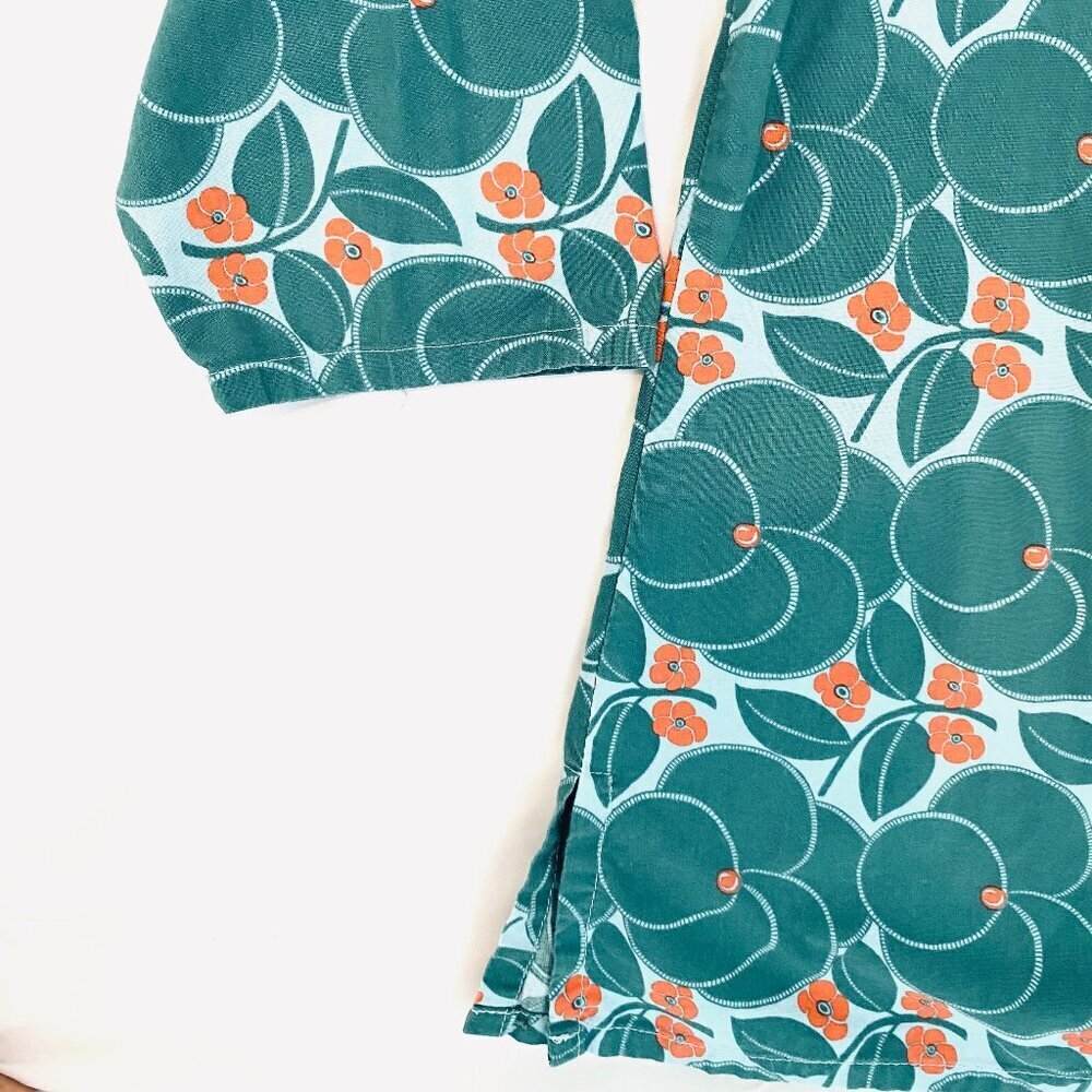 Haley and the Hound teal orange floral cotton shirt Womens Small Medium S/M - Picture 3 of 8